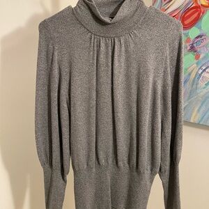 Express Silver Gray Cowl Turtleneck Sweater Soft Knit